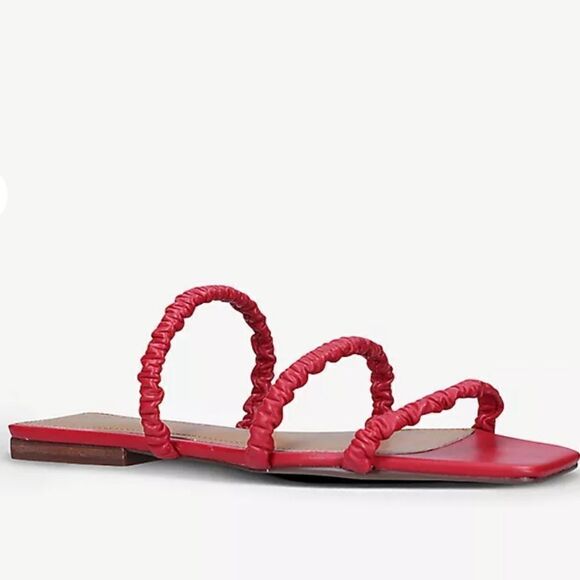 New Who What Wear Slide on leather Sandal (Women) open flip flop red pink size 7 - Picture 4 of 5